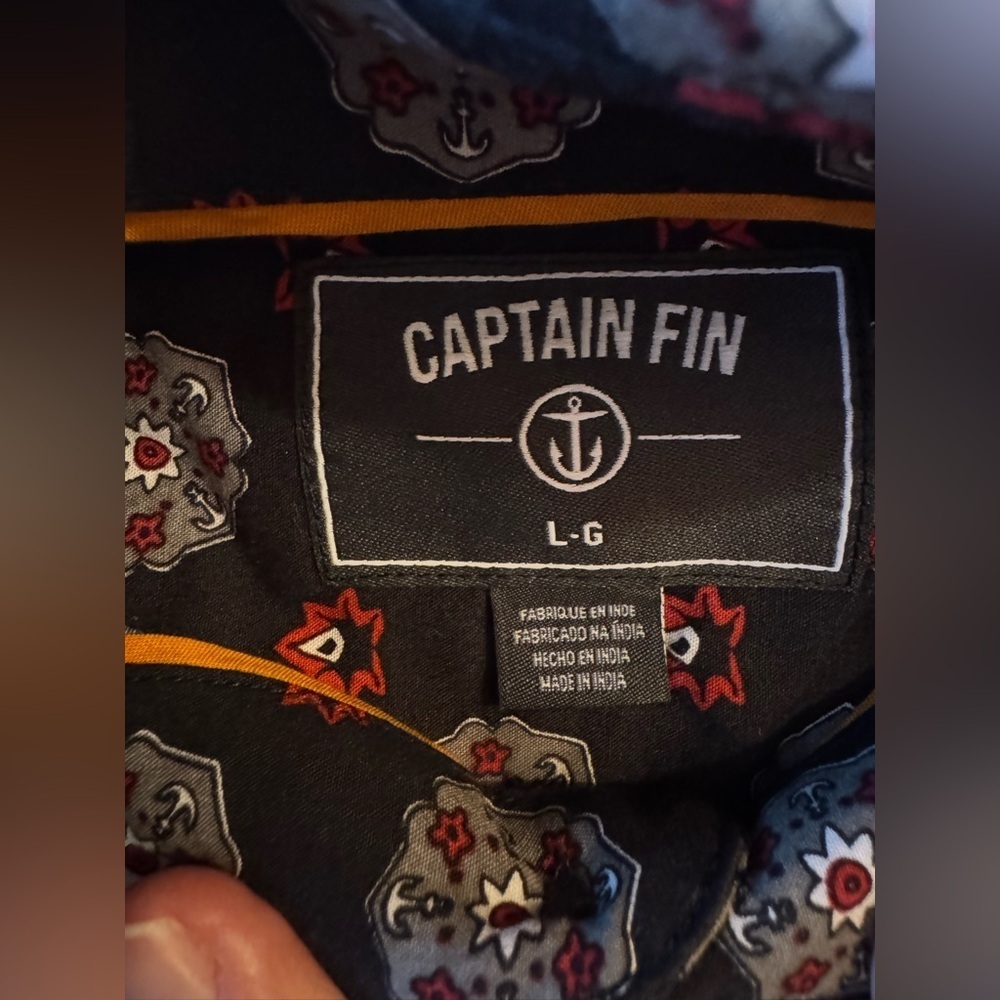Captain Fin Paisley Pusher Shirt Navy and Red button up - Picture 4 of 5